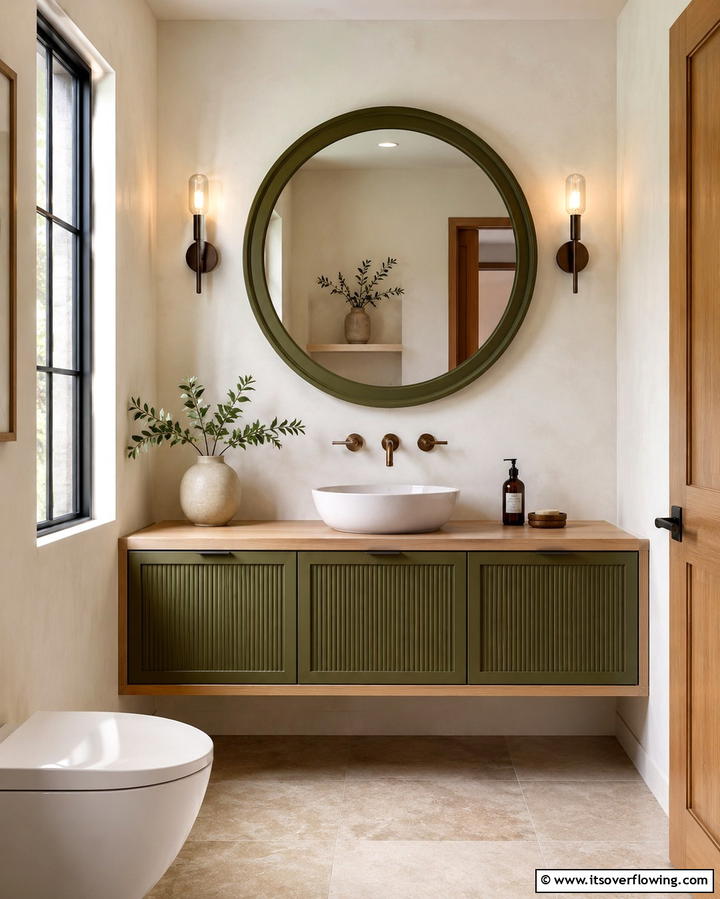 Olive Green Accents - 25 Green Powder Room Ideas for a Fresh Look