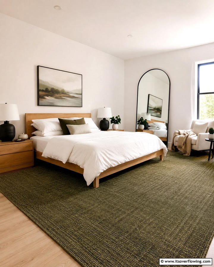Olive Green Area Rug - 30 Olive Green Bedroom Ideas for Soothing Retreats