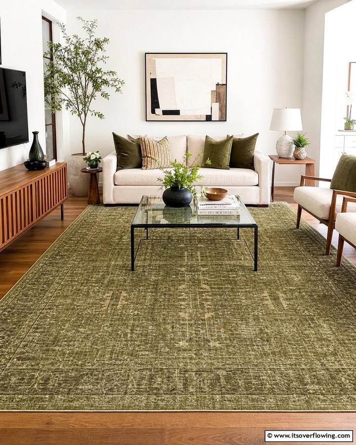 Olive Green Area Rug - 20 Olive Green Room Ideas for a Calming Atmosphere