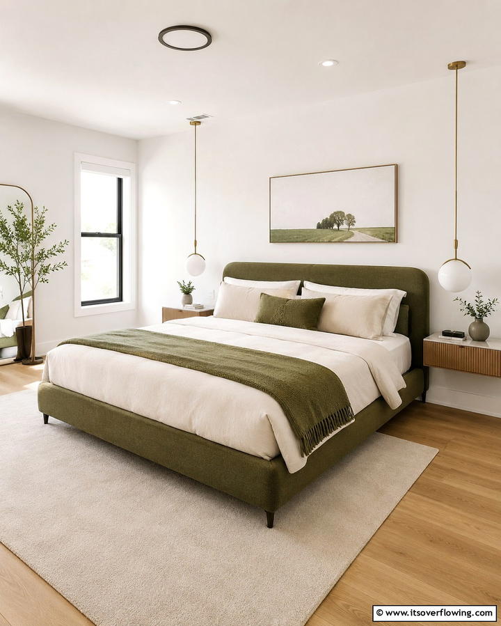 Olive Green Bed Frame - 30 Olive Green Bedroom Ideas for Soothing Retreats