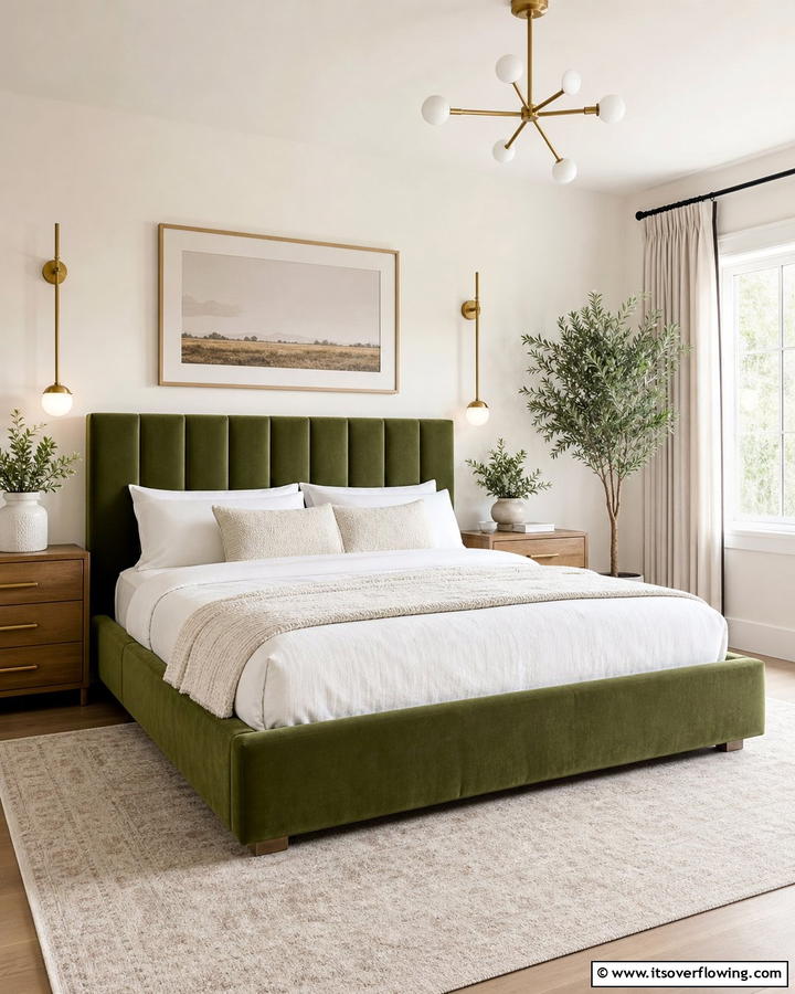 Olive Green Bed Frame - 20 Olive Green Room Ideas for a Calming Atmosphere