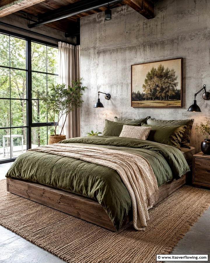 Olive Green Bedding for Earthy Warmth - 30 Green Bedroom Decor Ideas for Calming Retreats