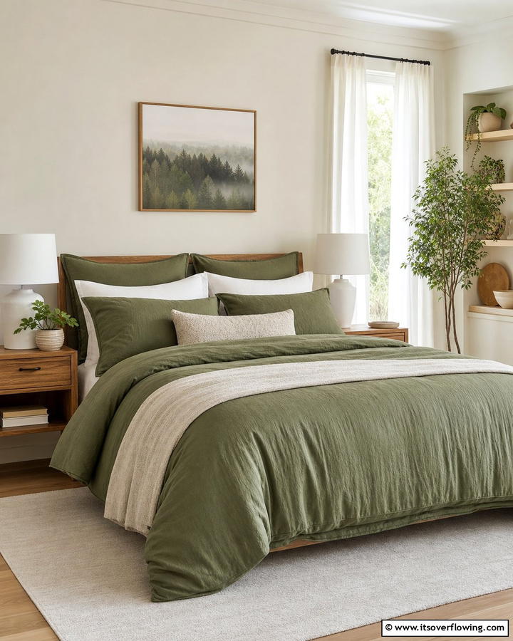 Olive Green Bedding - 20 Olive Green Room Ideas for a Calming Atmosphere