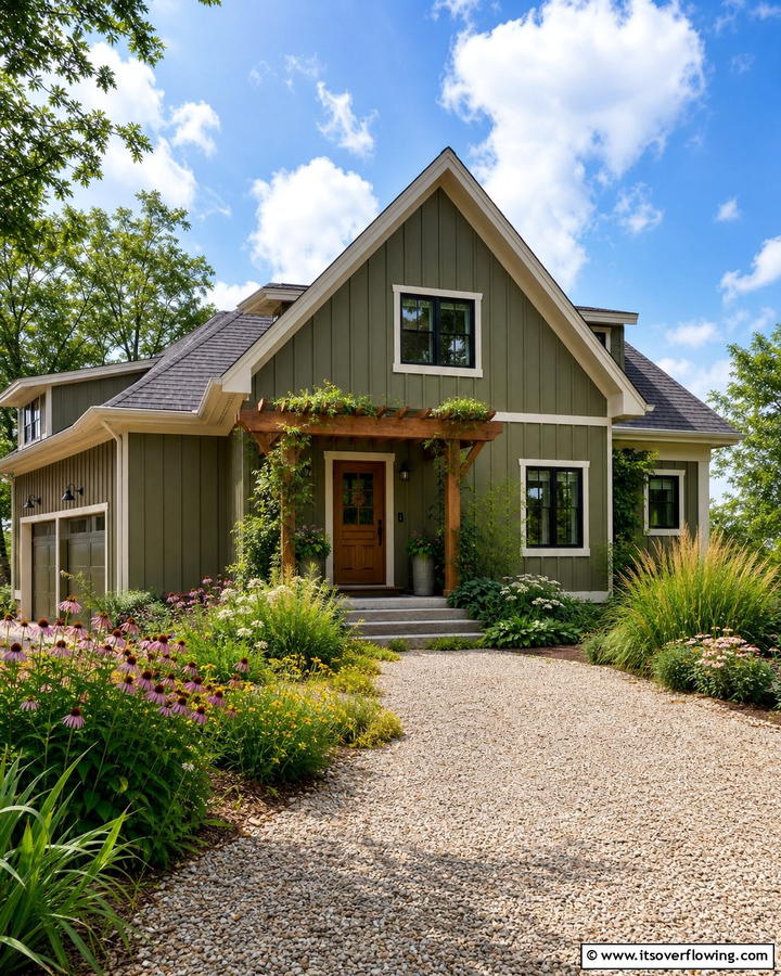 Olive Green Board and Batten - 25 Board and Batten Siding Colors for Curb Appeal