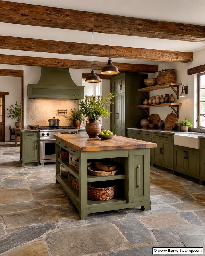 Olive Green Cabinets for a Rustic Charm - 25 Painting Kitchen Cabinet Ideas for a Fresh Look
