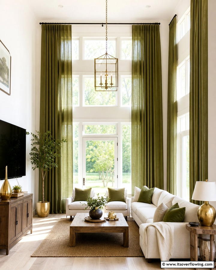 Olive Green Curtains - 20 Olive Green Room Ideas for a Calming Atmosphere