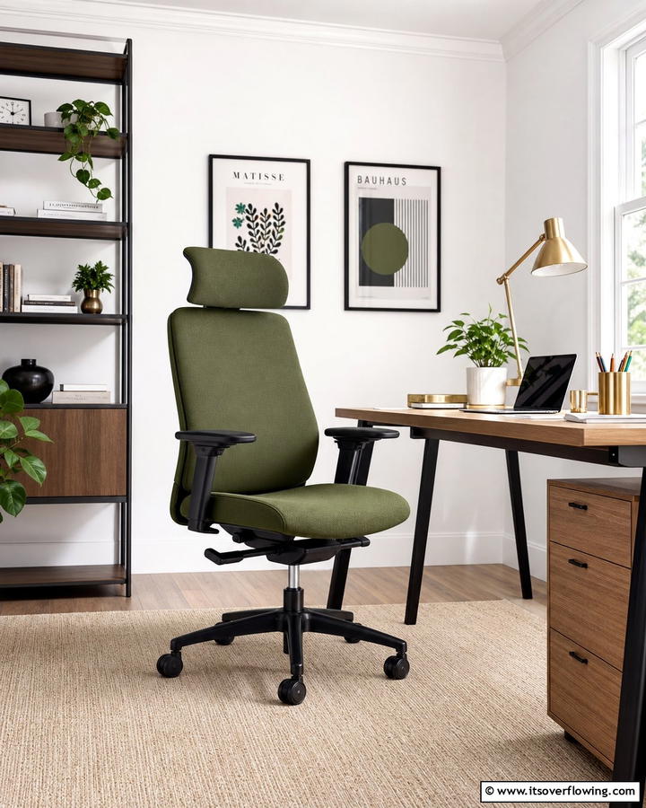 Olive Green Desk Chair - 20 Olive Green Room Ideas for a Calming Atmosphere