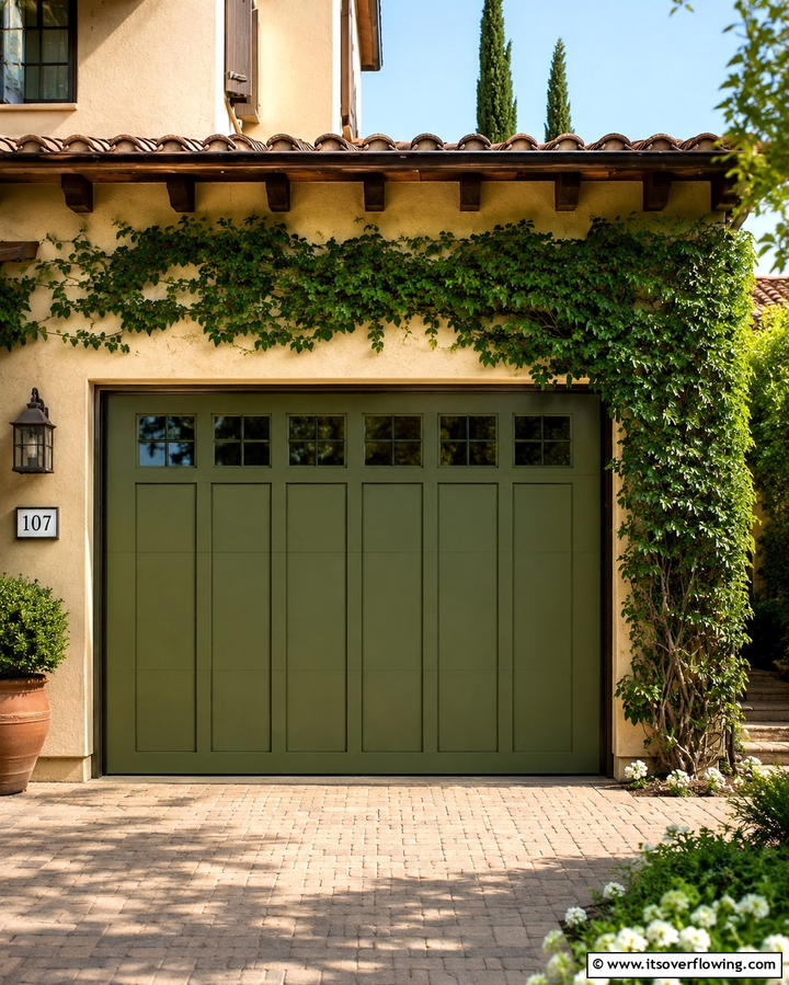Olive Green Garage Door for Subtle Sophistication - 25 Green Garage Door Ideas for a Stylish Exterior