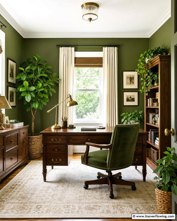 Olive Green Home Office - 25 Monochromatic Color Schemes for Rooms