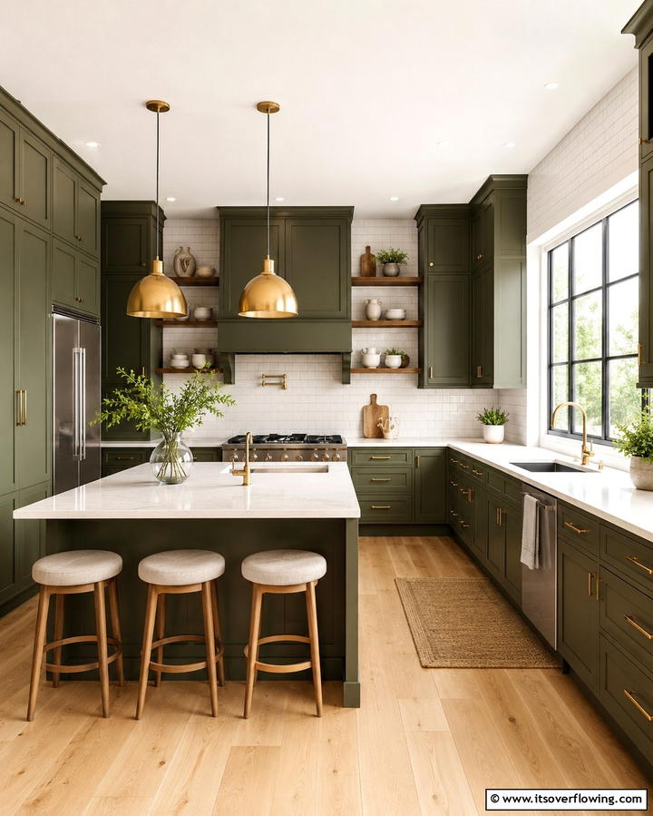 Olive Green Kitchen Cabinets - 25 Dark Olive Green House Designs for a Modern Look