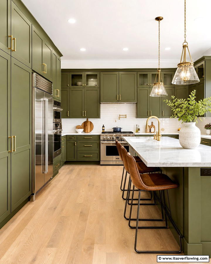 Olive Green Kitchen Cabinets - 20 Olive Green Room Ideas for a Calming Atmosphere