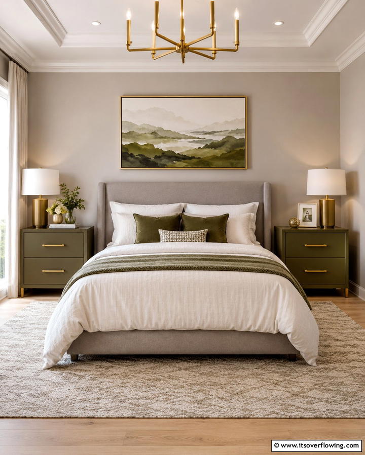Olive Green Nightstands - 30 Olive Green Bedroom Ideas for Soothing Retreats