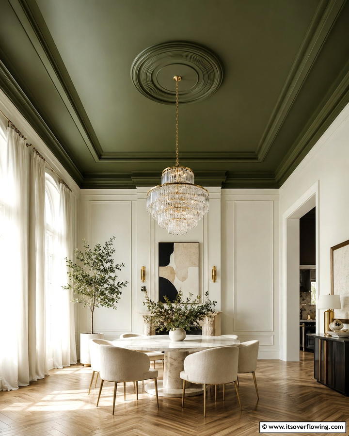 Olive Green Painted Ceilings - 25 Dark Olive Green House Designs for a Modern Look