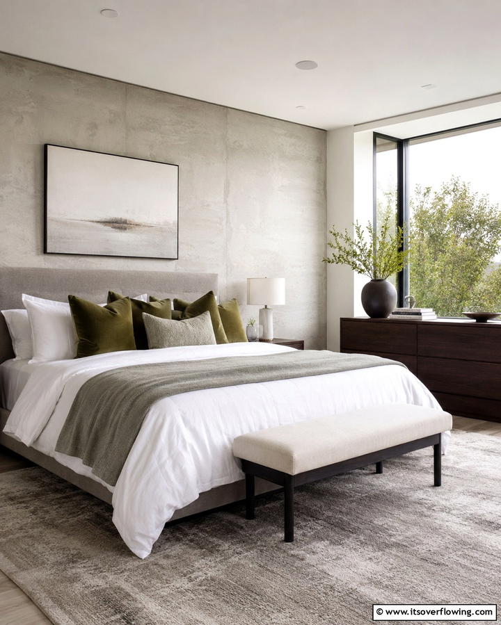 Olive Green Throw Pillows for a Pop of Color - 30 Olive Green Bedroom Ideas for Soothing Retreats