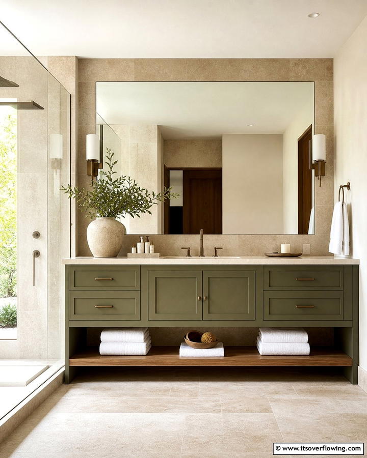Olive Green Vanity for Subtle Elegance - 20 Bathroom With Green Vanity Ideas for a Fresh Look
