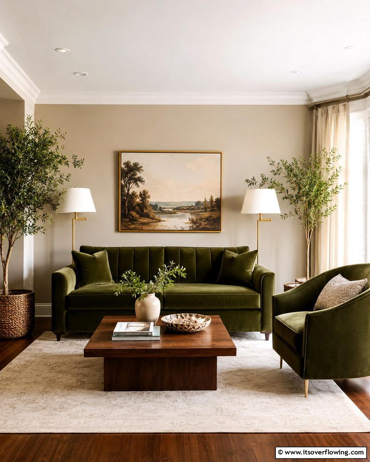 Olive Green Velvet Furniture - 25 Dark Olive Green House Designs for a Modern Look