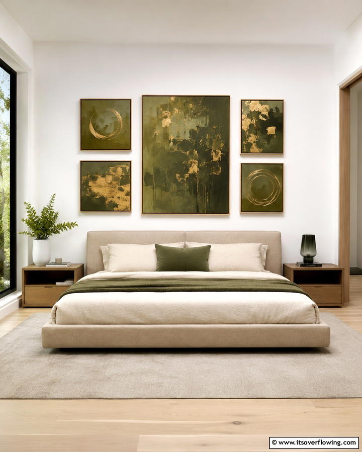 Olive Green Wall Art - 30 Olive Green Bedroom Ideas for Soothing Retreats