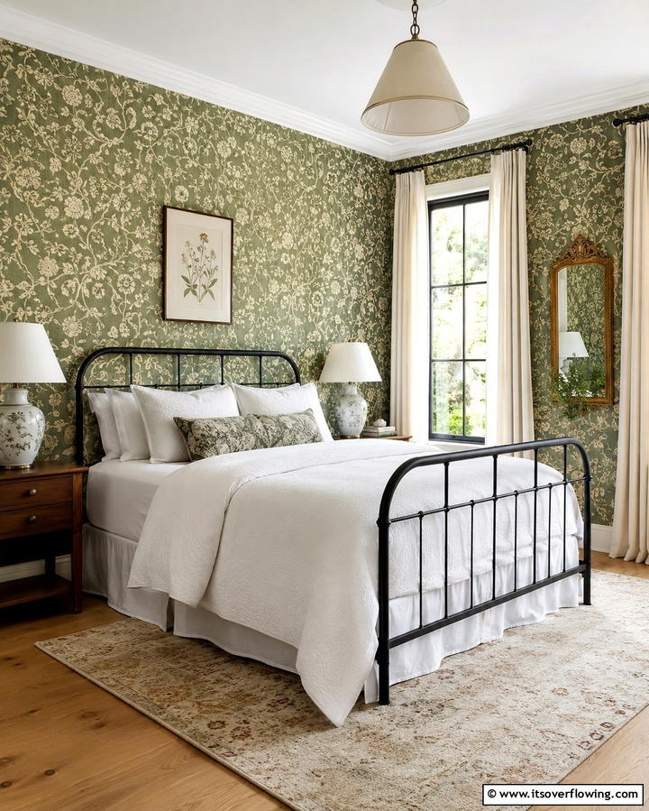 Olive Green Wallpaper - 30 Olive Green Bedroom Ideas for Soothing Retreats
