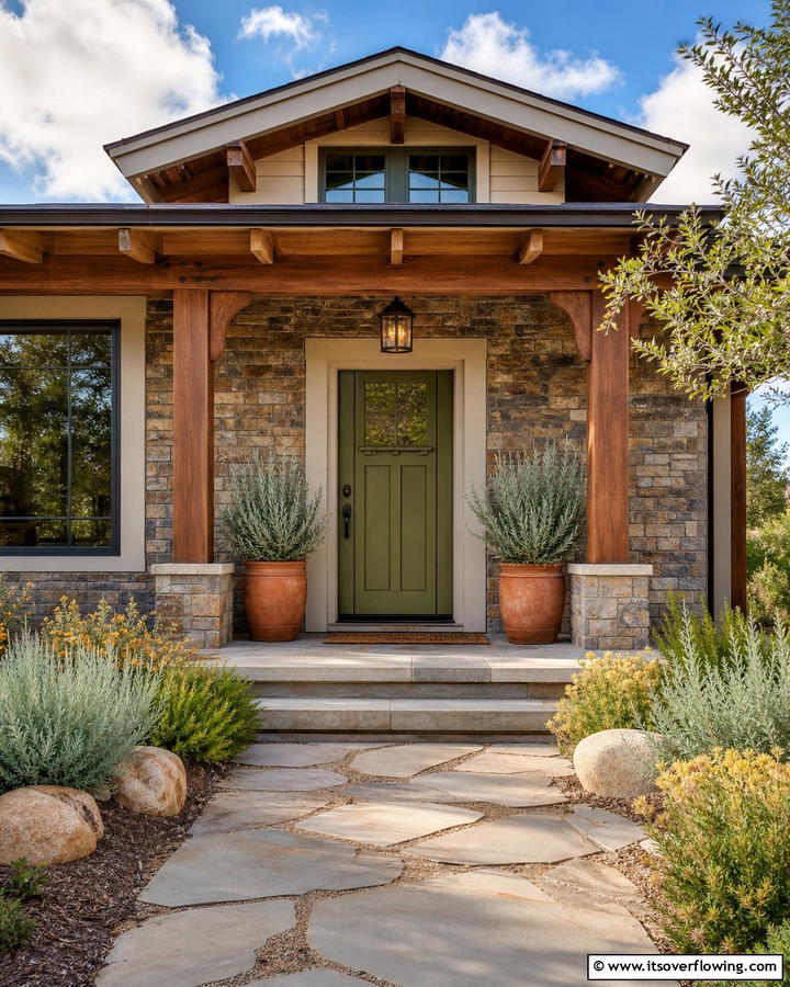 Olive Green for Subtle Sophistication - 20 Green Front Door Ideas to Welcome Guests in Style