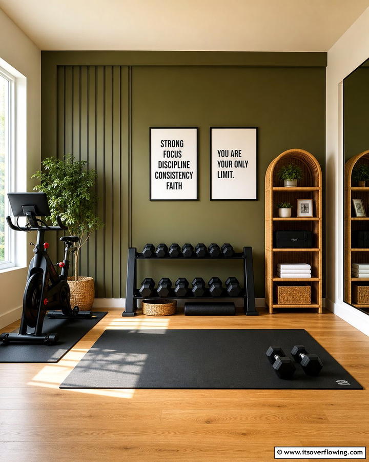 Olive Green for a Home Gym - 20 Olive Green Accent Wall Ideas for a Bold Statement