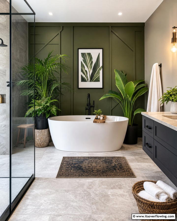 Olive Green in the Bathroom - 20 Olive Green Accent Wall Ideas for a Bold Statement