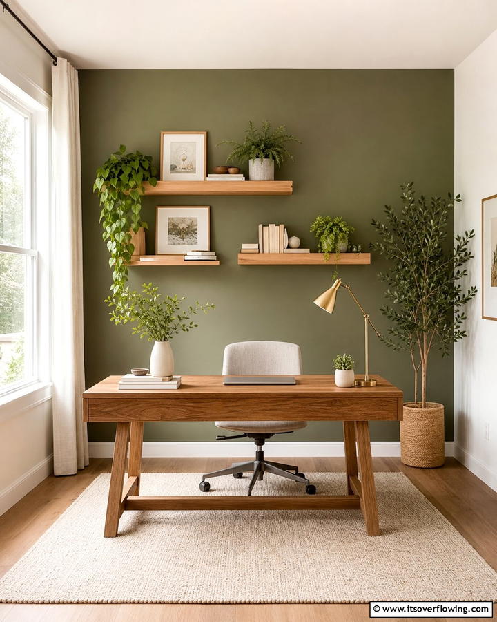 Olive Green in the Home Office - 20 Olive Green Accent Wall Ideas for a Bold Statement