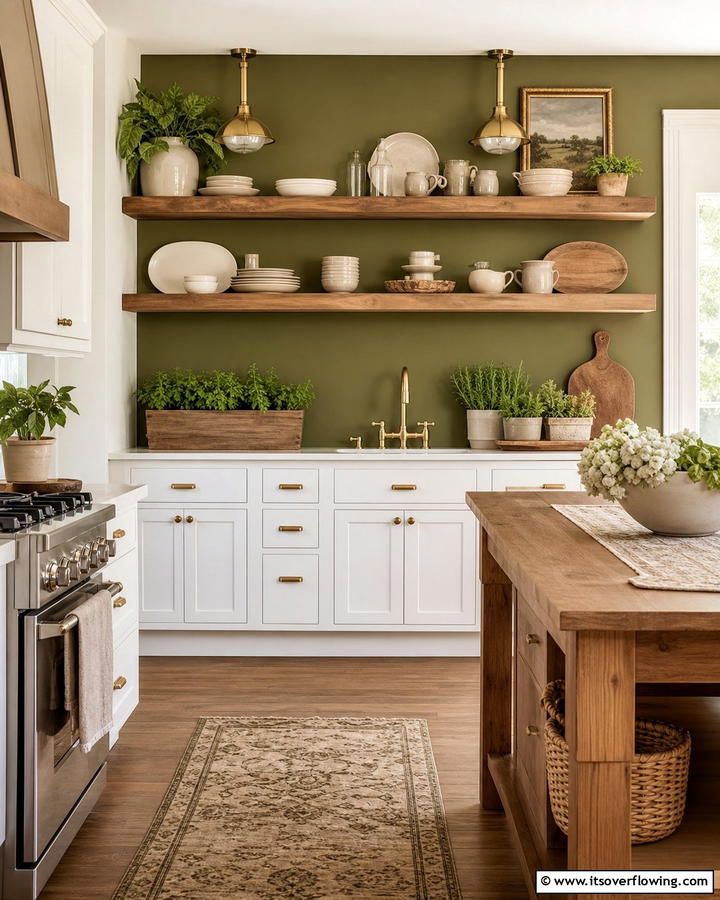Olive Green in the Kitchen - 20 Olive Green Accent Wall Ideas for a Bold Statement