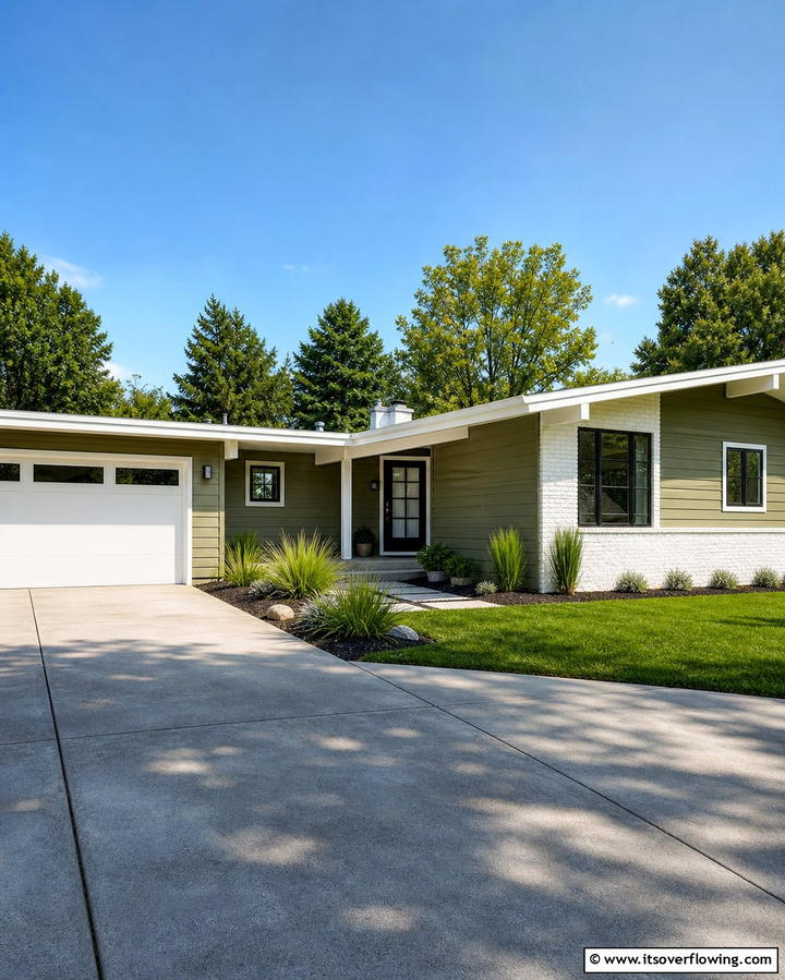 Olive Green with White Brick - 25 Olive Green House Exterior Ideas for a Fresh and Natural Look