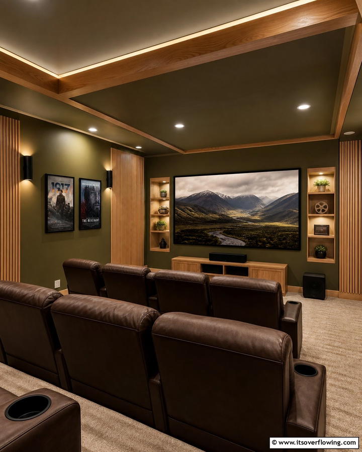 Olive Green - 30 Home Theater Paint Colors for Immersive Entertainment