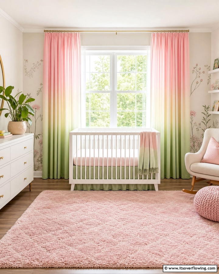 Ombre Curtains - 20 Pink and Green Nursery Ideas for a Sweet Retreat
