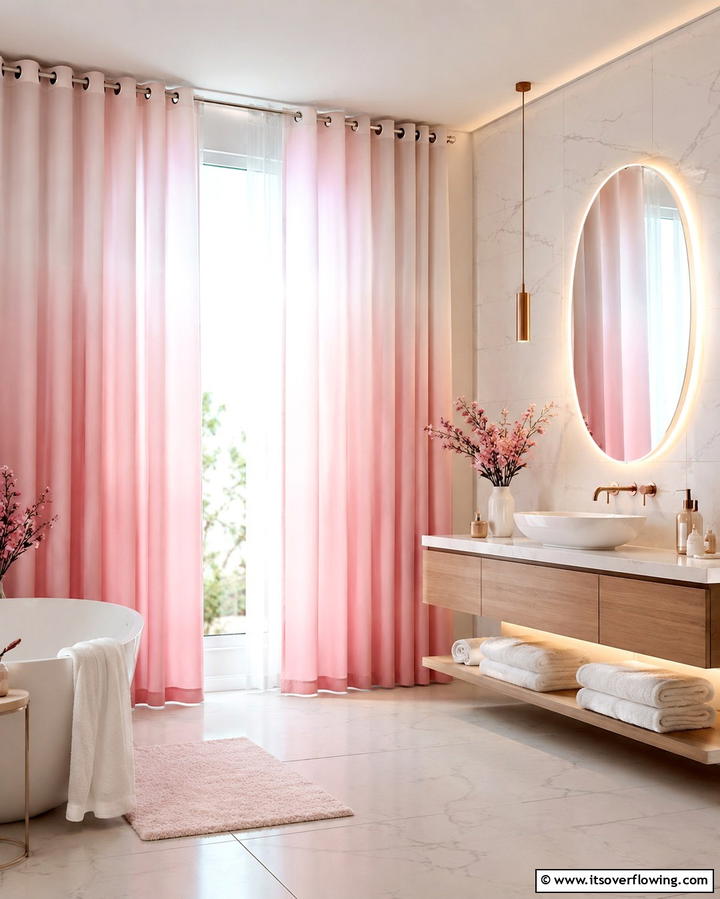Ombre Gradient Curtains - 25 Bathroom Curtain Ideas for Privacy and Style