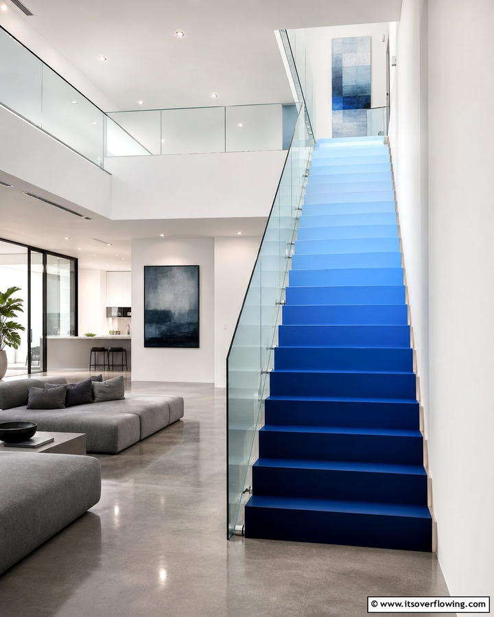Ombre Gradient Effect - 25 Stair Riser Ideas to Enhance Your Home’s Interior