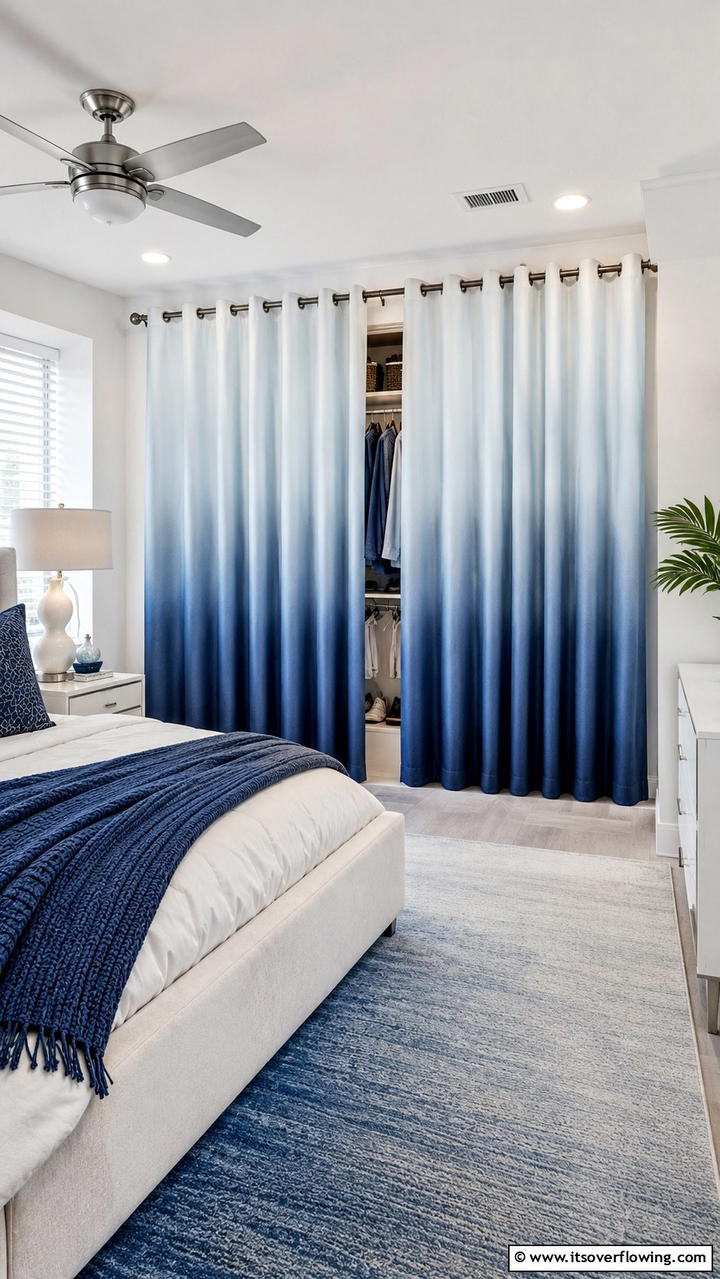 Ombre Gradient Transition - 30 Closet Curtain Ideas for Stylish and Practical Storage