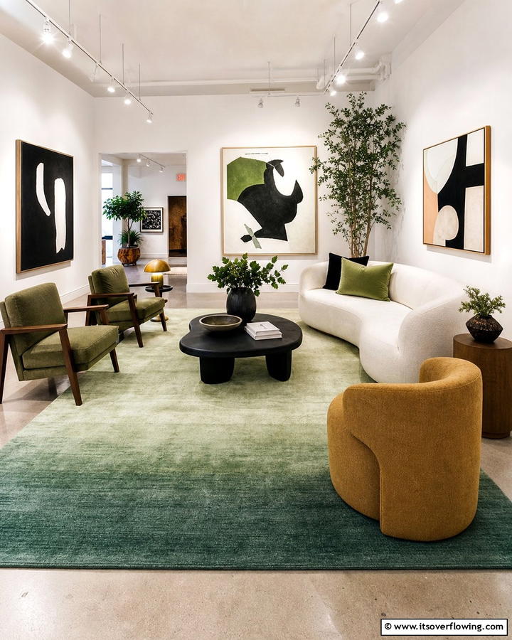 Ombre Green Carpets - 20 Green Carpet Living Room Ideas for a Bold Statement