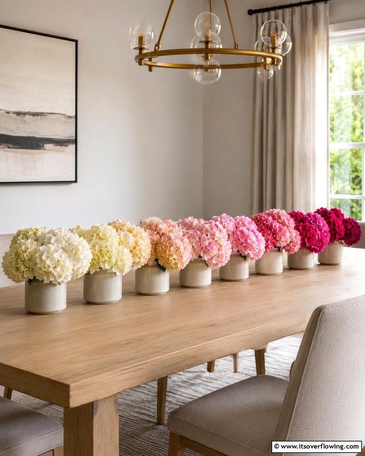 Ombre Hydrangea Arrangement - 25 Hydrangea Centerpiece Ideas for Elegance