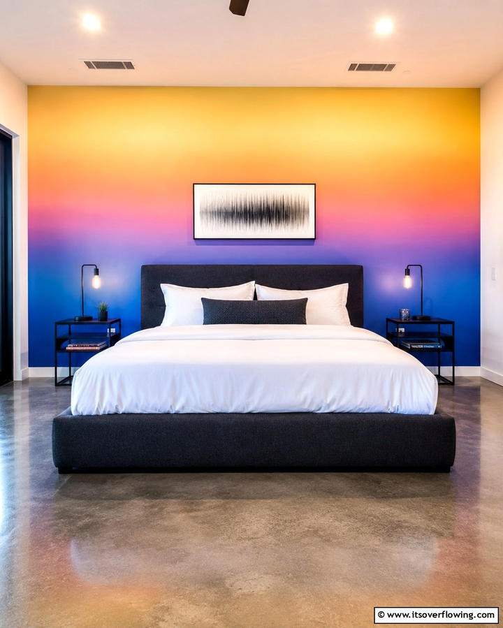 Ombre Rainbow Walls - 25 Rainbow Bedroom Ideas to Brighten Up Your Space