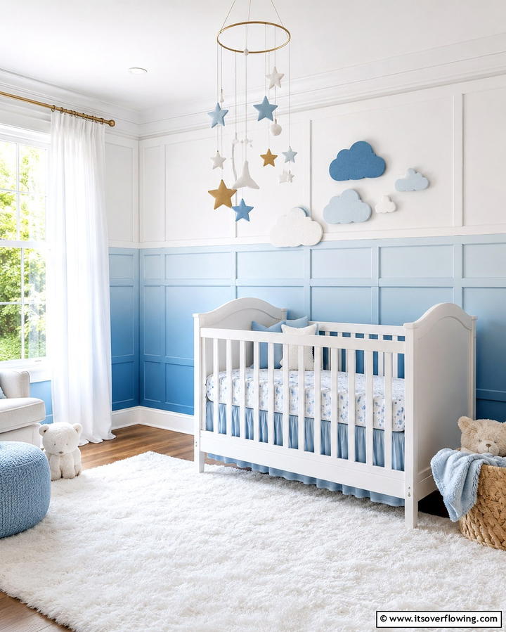 Ombre Wainscoting - 20 Adorable Wainscoting Nursery Ideas for Your Baby’s Room