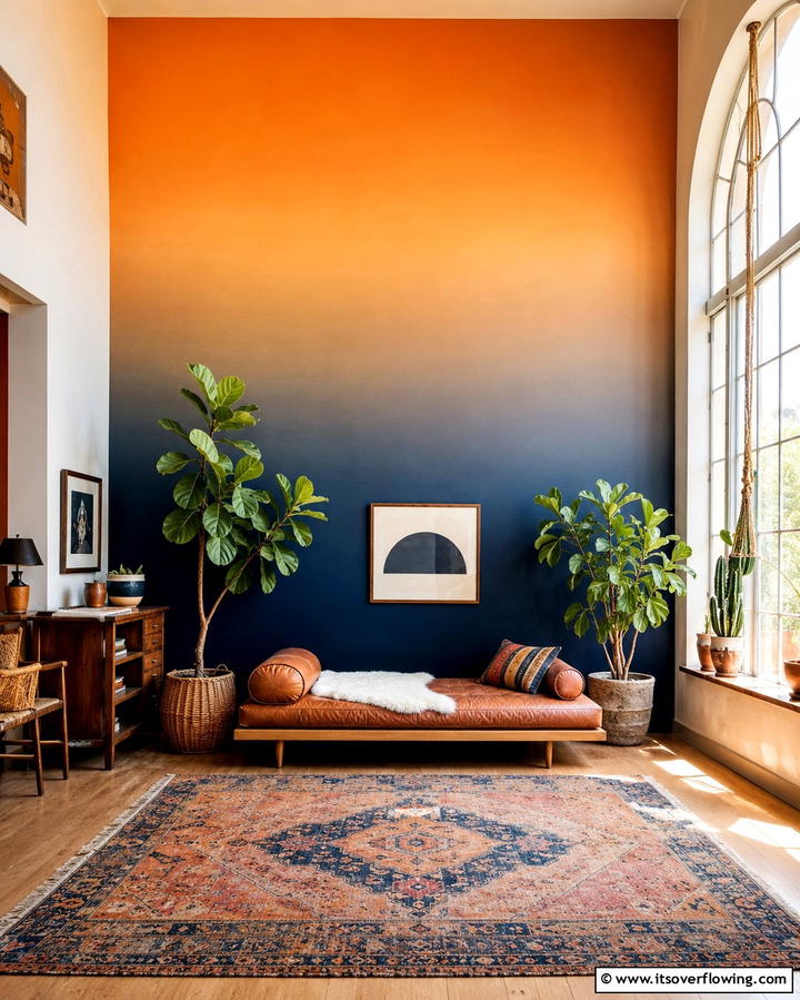 Ombre Walls - 25 Orange and Blue Living Room Ideas for a Bold Look