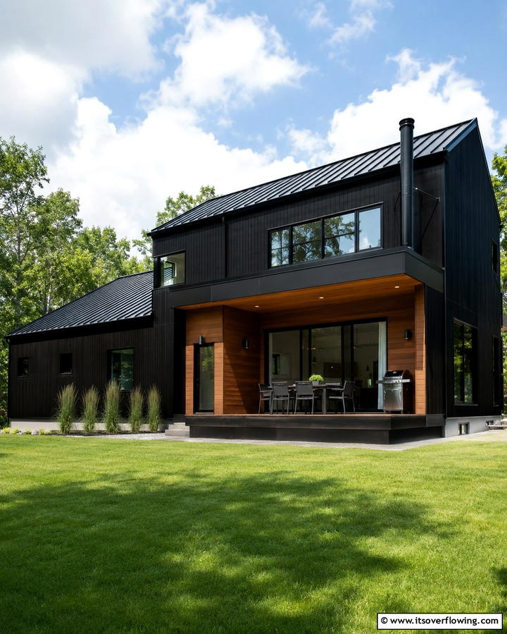 Onyx Black for a Sleek Finish - 25 Paint Colors for a Modern Black House With Cedar Accents