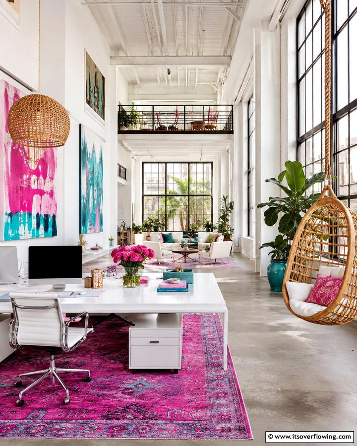 Open Air Bohemian Loft Office - 30 Bohemian Home Office Ideas for Eclectic Workspace Vibes