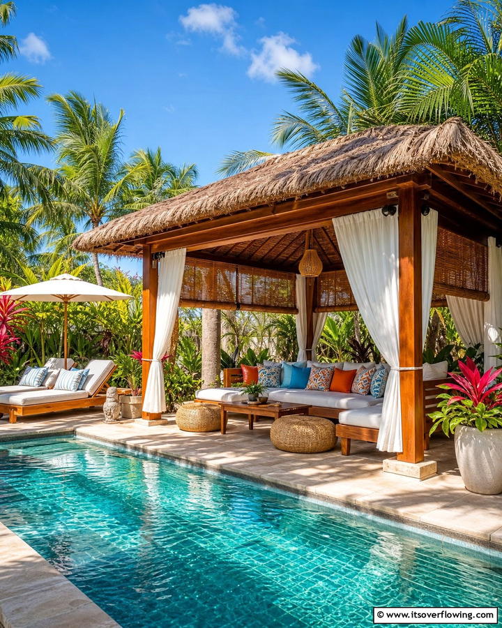 Open Air Cabana Style - 20 Pool Shed Ideas to Enhance Your Backyard Oasis