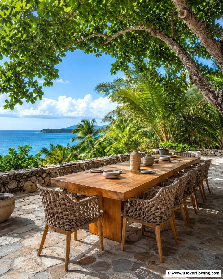 Open Air Dining Area - 25 Tropical Patio Ideas for a Relaxing Outdoor Oasis
