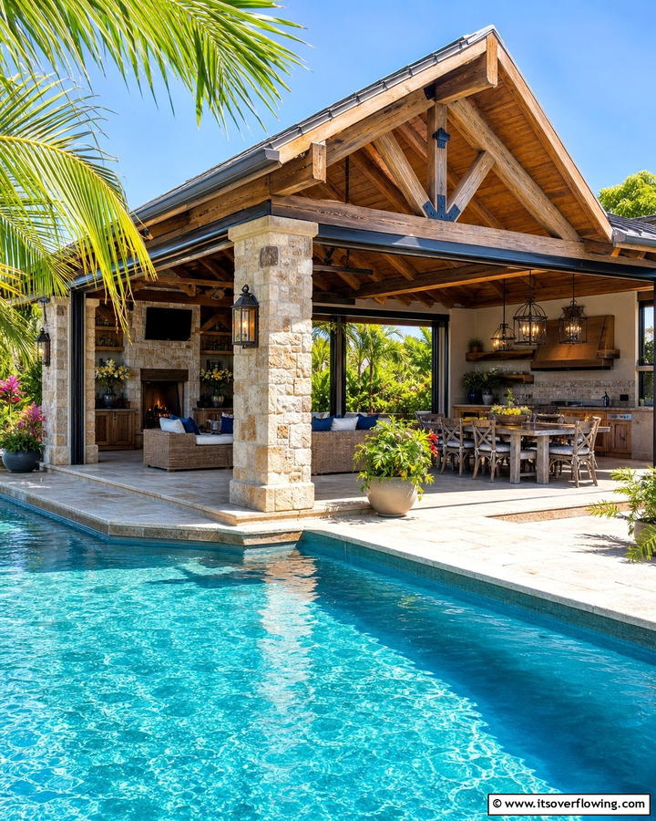 Open Air Pavilion Style - 20 Rustic Pool House Ideas for a Charming Retreat