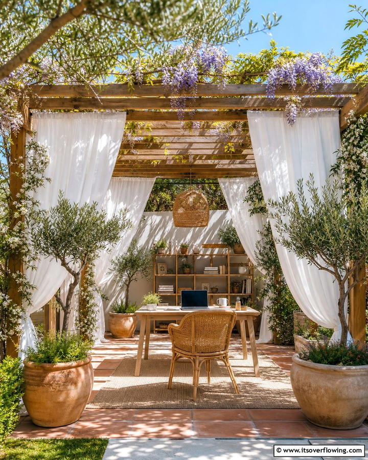 Open Air Pergola Office - 20 Garden Office Ideas for a Productive Outdoor Workspace