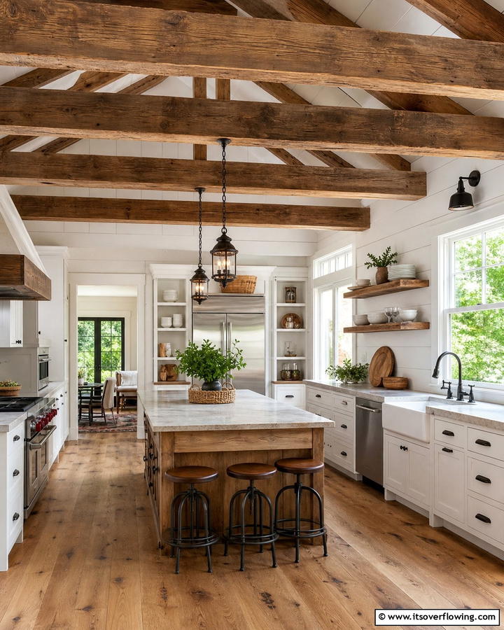 Open Beam Ceilings - 20 Cozy Kitchen Ideas to Make Your Space Warm and Inviting