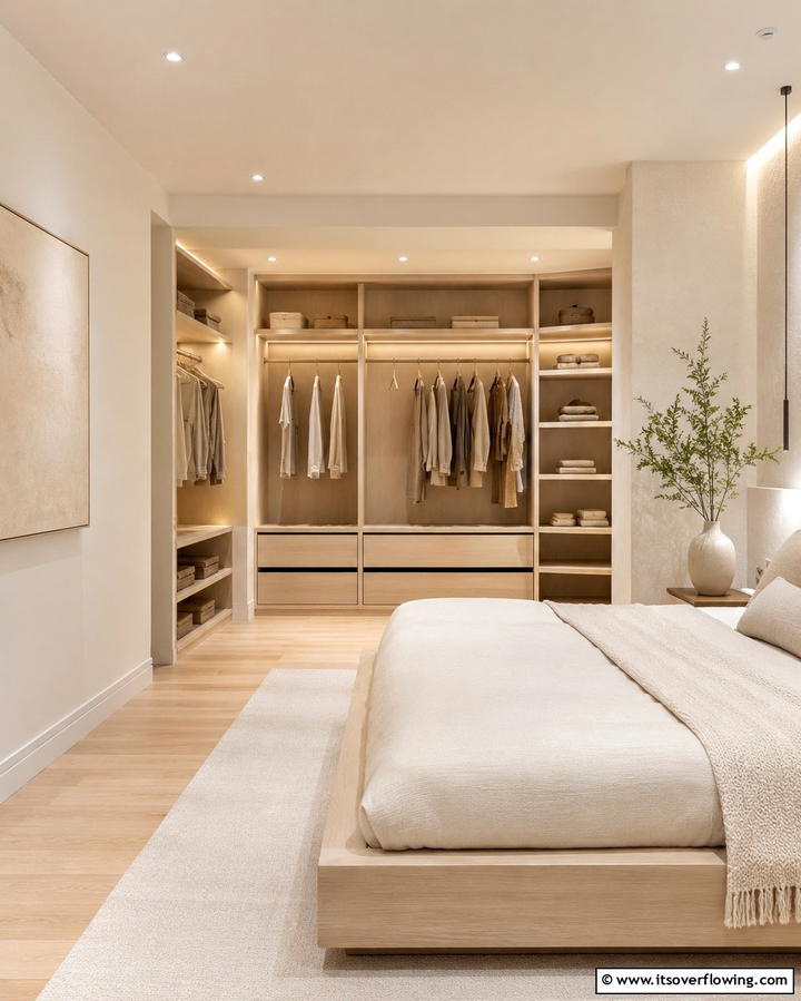 Open Closet with Minimalist Shelving - 25 Open Closet Ideas to Maximize Your Space