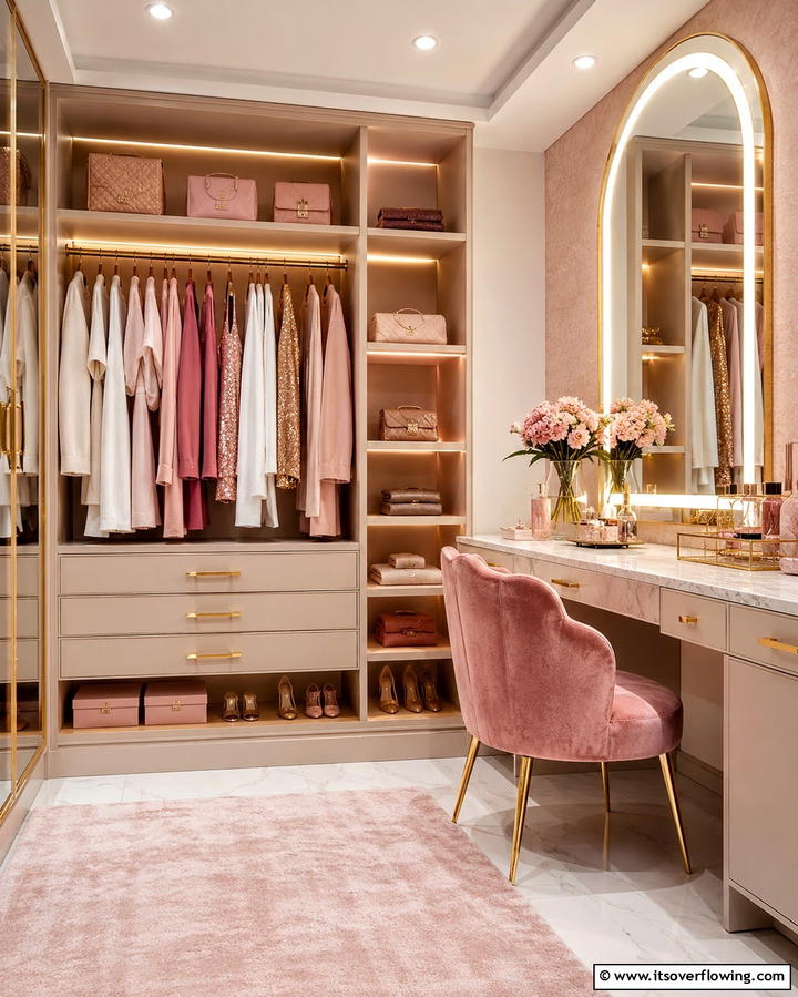 Open Closet with a Dressing Area - 25 Open Closet Ideas to Maximize Your Space