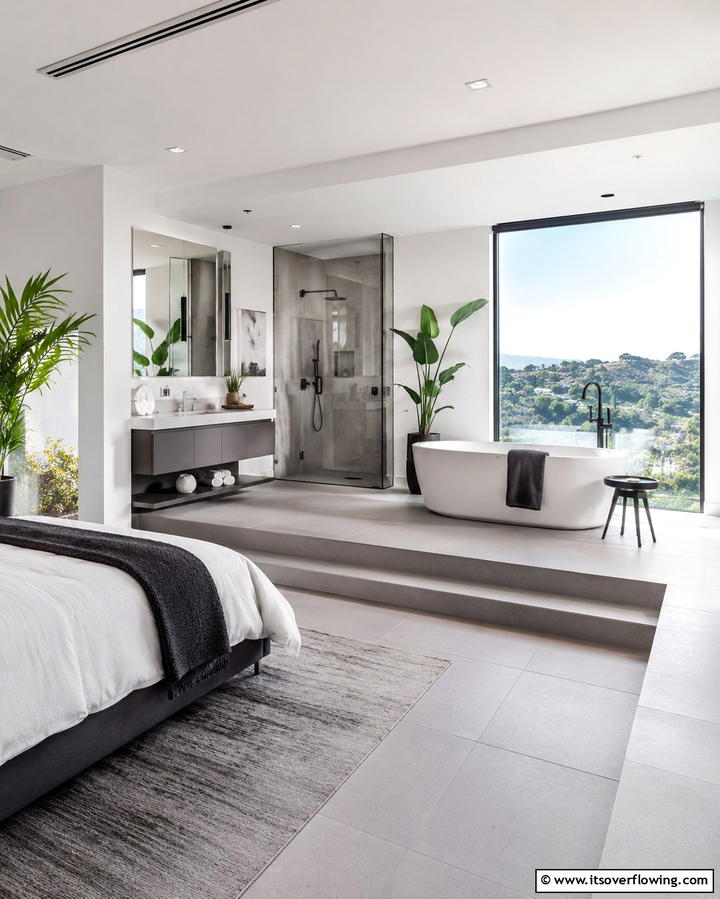 Open Concept Design - 30 Grey and White Bathroom Ideas for Modern Serenity