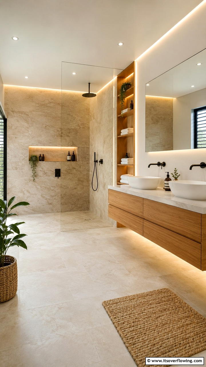 Open Concept Elegance - 30 Doorless Walk-In Shower Ideas for Modern Bathrooms