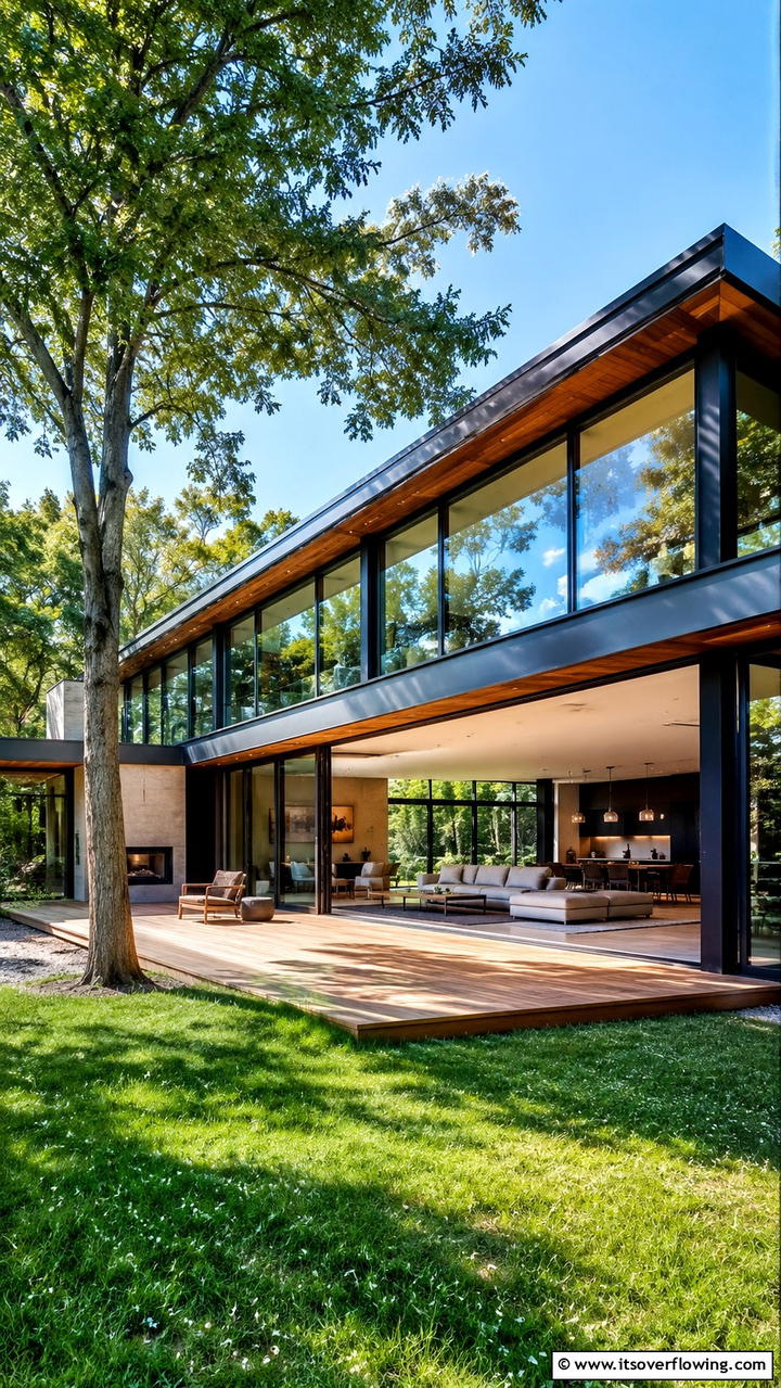 Open Concept Home with Black Windows - 30 Modern House Designs With Black Windows Inspiration